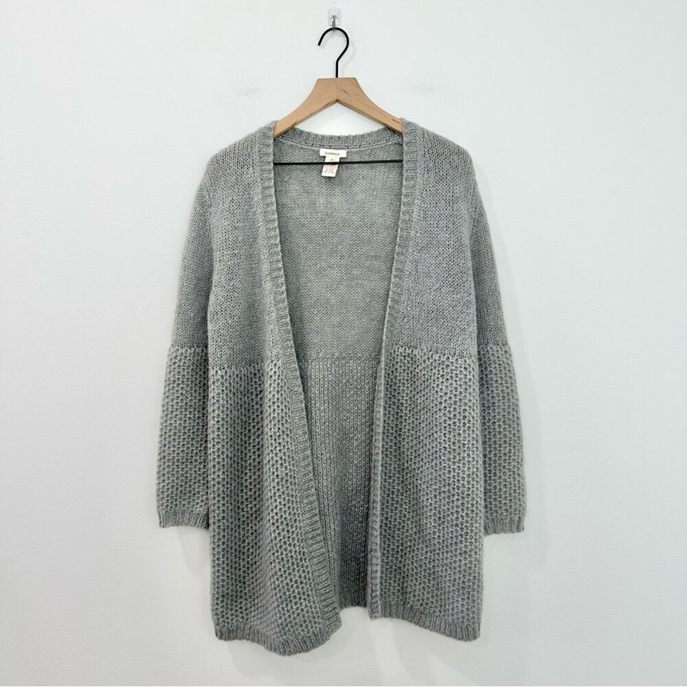Sundance Cardigan Gray Wool Mohair Blend Open Front Chunky Knit Medium